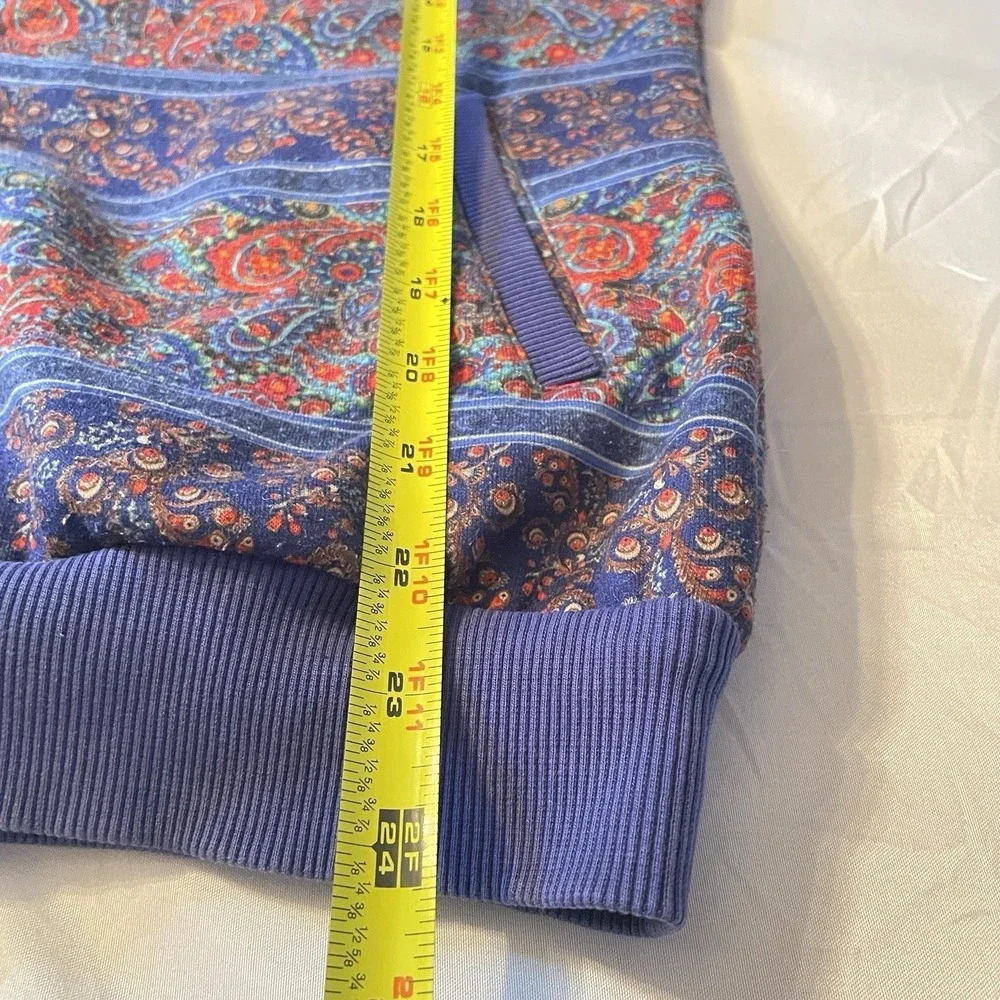 Angelbells Paisley Floral Zip Up Hoodie Kids XXL Blue Sherpa Lined Sweatshirt